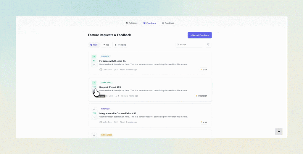 nested comments and user discussions on WordPress feedback board