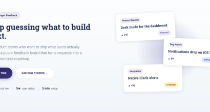WordPress feature voting plugin hero from Changeloger Feedback showing voted feature requests with status badges
