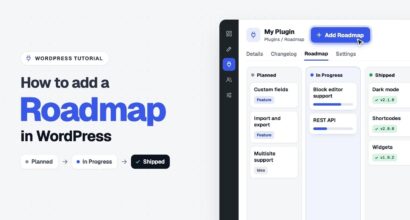 Product roadmap software in WordPress: Changeloger roadmap with Planned, In Progress and Shipped columns