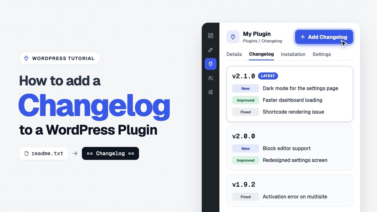 Changeloger WordPress tutorial cover from the official Spider Themes YouTube channel