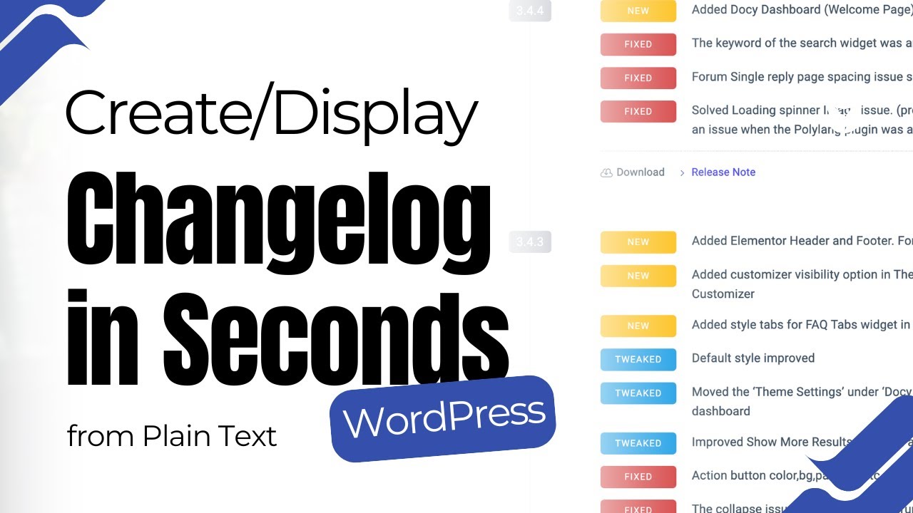 Create and display a WordPress update changelog in seconds with Changeloger