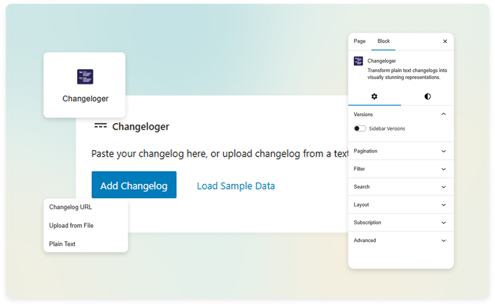 Changeloger Block Admin
